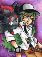 2023 artist:linaciari character:n_(pokemon) character:zorua series:pokemon traditional // Safe